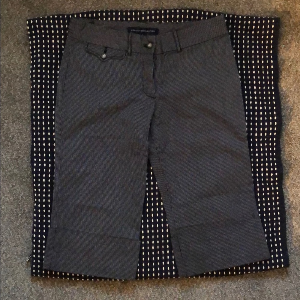 french connection black & white pinstripe cropped